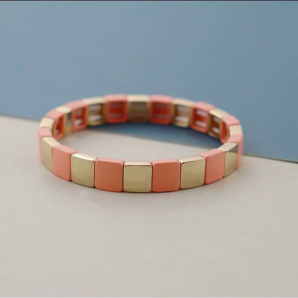 Roxanne Assoulin - Rainbow Brite Bit X Bit Colorful Gold Orange Stretch Bracelet